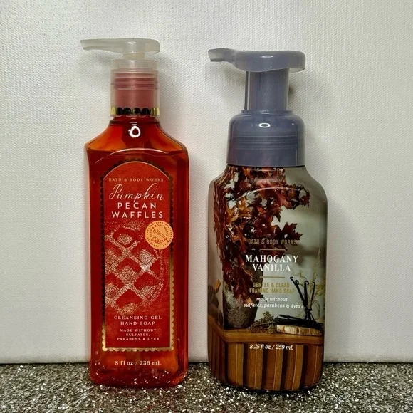 Bath & Body Works Fall Hand Soap Pumpkin Pecan Waffles & Mahogany Vanilla NWT - Picture 2 of 5